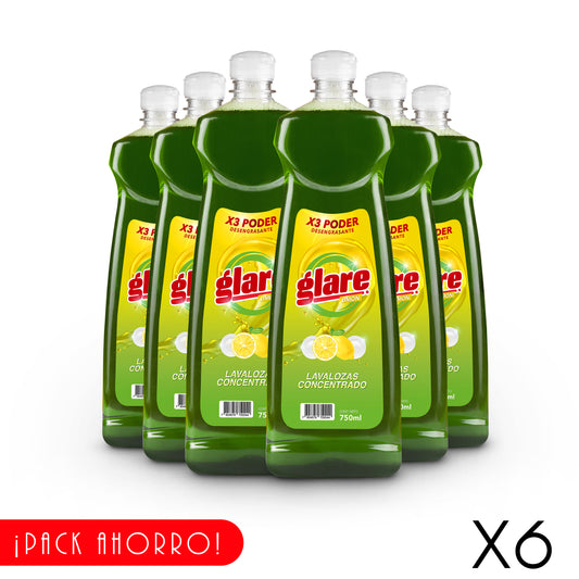 Pack Ahorro X6 - Lavaloza Concentrado Glare Limón 750ml